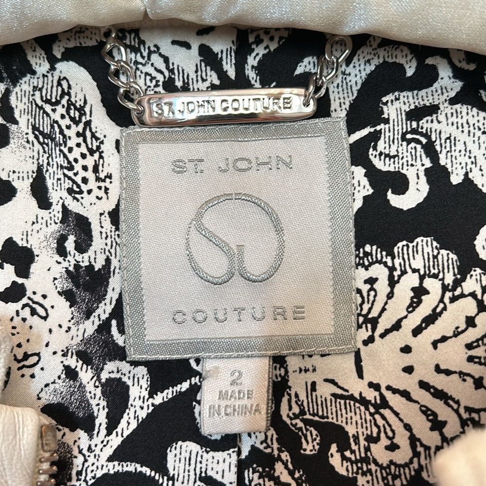 St.John Couture percolated white leather jacket size 2 - Picture 4 of 11